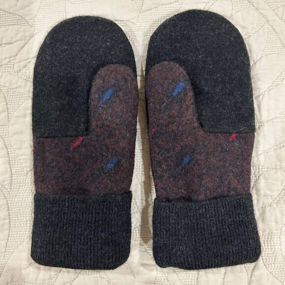 Felted Wool Mittens Handcrafted from Harbour Club Repurposed Sweater. - Picture 2 of 5